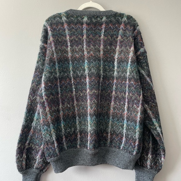 [M] Men’s Vintage Multi Coloured Coogie Style Long Sleeve Sweater Oversized - Picture 4 of 10